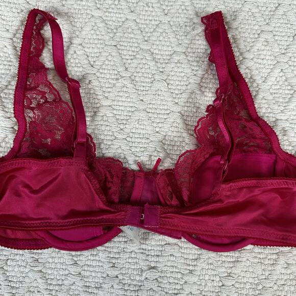 Vintage Chic Bra 34B Pink Satin Lace Underwire 240 Made in Dominican Republic - Picture 3 of 3